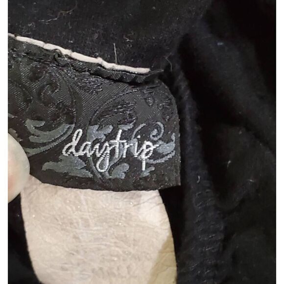 Daytrip Black Embellished Halter Top Size S Beaded Pleated Neckline Bubble Hem - Picture 4 of 5